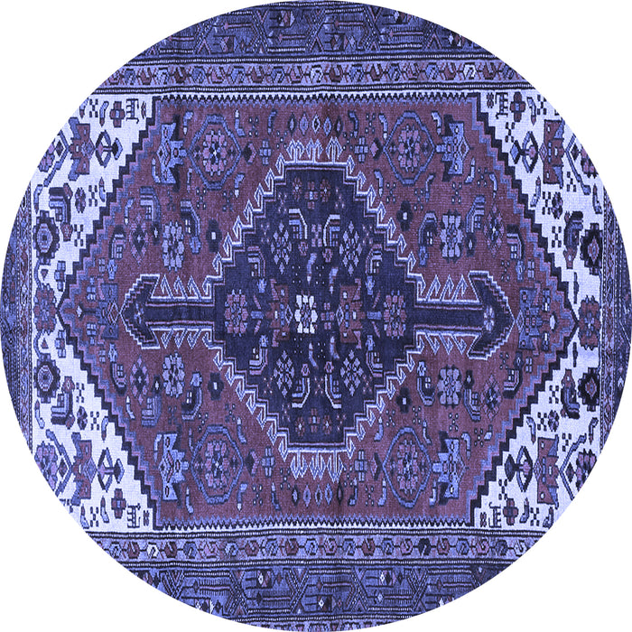 Round Persian Blue Traditional Rug, tr3676blu