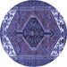Round Persian Blue Traditional Rug, tr3676blu