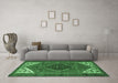 Machine Washable Persian Emerald Green Traditional Area Rugs in a Living Room,, wshtr3676emgrn