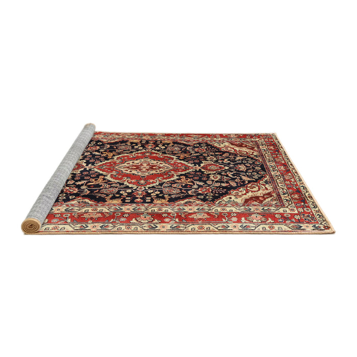 Sideview of Machine Washable Traditional Saffron Red Rug, wshtr3677
