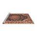 Sideview of Machine Washable Traditional Saffron Red Rug, wshtr3677