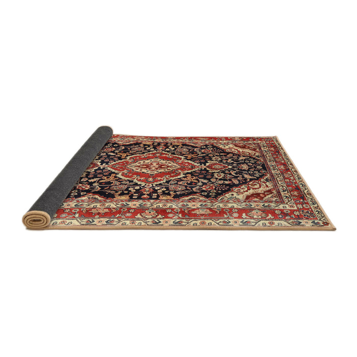 Sideview of Traditional Saffron Red Medallion Rug, tr3677