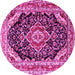 Round Medallion Pink Traditional Rug, tr3677pnk