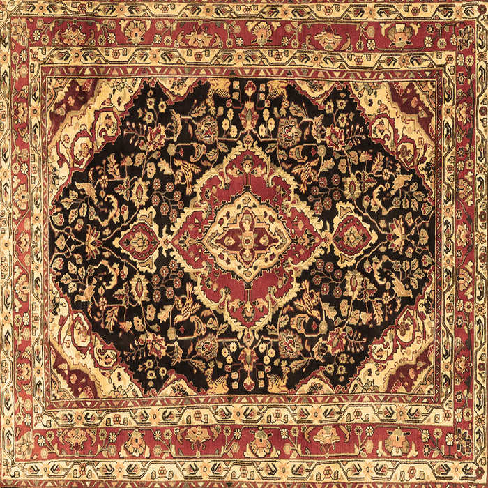 Square Medallion Brown Traditional Rug, tr3677brn