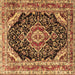 Square Medallion Brown Traditional Rug, tr3677brn