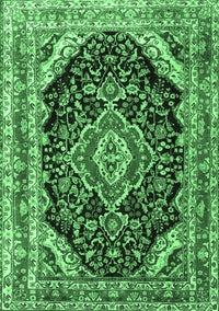 Medallion Emerald Green Traditional Rug, tr3677emgrn