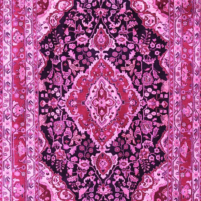 Machine Washable Medallion Pink Traditional Rug, wshtr3677pnk