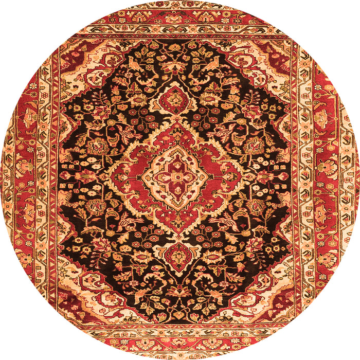 Machine Washable Medallion Orange Traditional Area Rugs, wshtr3677org