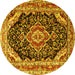 Round Medallion Yellow Traditional Rug, tr3677yw