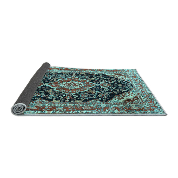 Sideview of Medallion Light Blue Traditional Rug, tr3677lblu