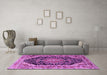 Machine Washable Medallion Purple Traditional Area Rugs in a Living Room, wshtr3677pur