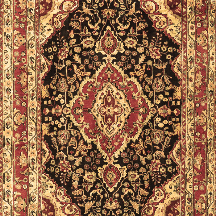Machine Washable Medallion Brown Traditional Rug, wshtr3677brn