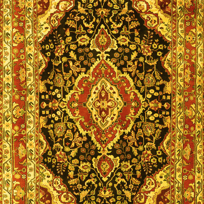 Machine Washable Medallion Yellow Traditional Rug, wshtr3677yw