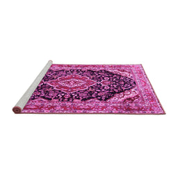 Sideview of Machine Washable Medallion Pink Traditional Rug, wshtr3677pnk