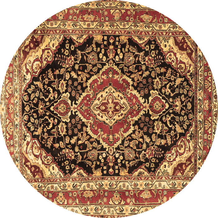 Round Medallion Brown Traditional Rug, tr3677brn