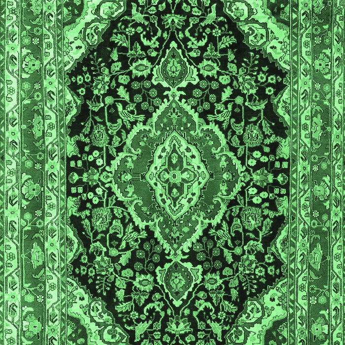 Machine Washable Medallion Emerald Green Traditional Area Rugs, wshtr3677emgrn