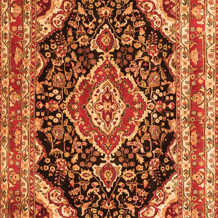 Serging Thickness of Machine Washable Medallion Orange Traditional Area Rugs, wshtr3677org