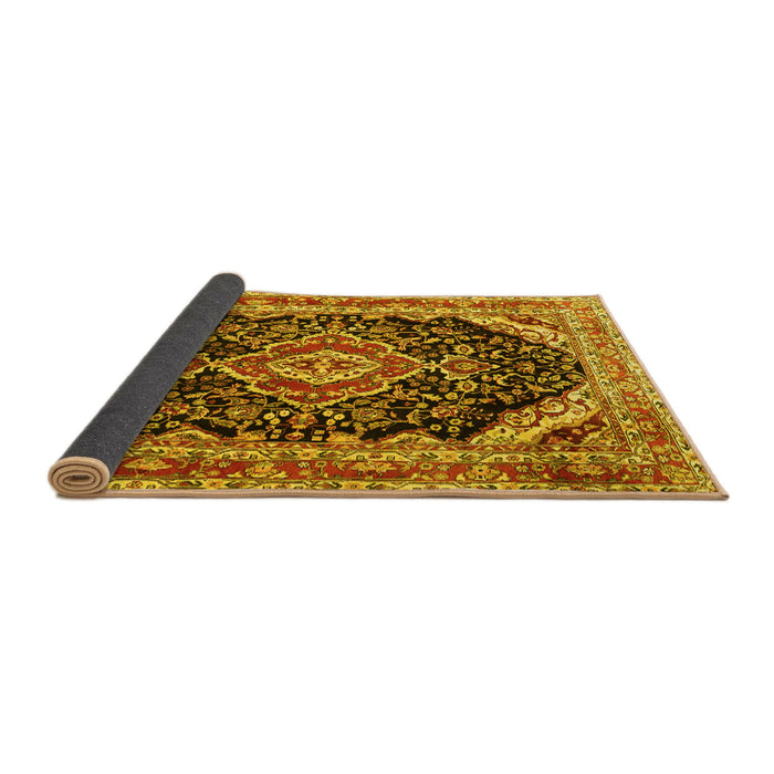 Sideview of Medallion Yellow Traditional Rug, tr3677yw