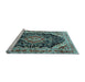 Sideview of Machine Washable Medallion Light Blue Traditional Rug, wshtr3677lblu