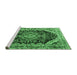 Sideview of Machine Washable Medallion Emerald Green Traditional Area Rugs, wshtr3677emgrn