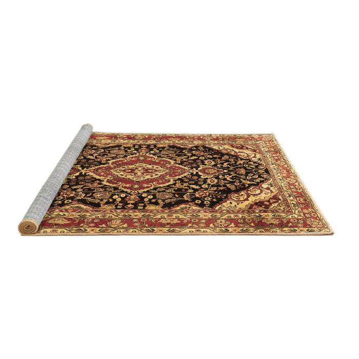 Sideview of Machine Washable Medallion Brown Traditional Rug, wshtr3677brn