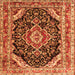 Serging Thickness of Medallion Orange Traditional Rug, tr3677org