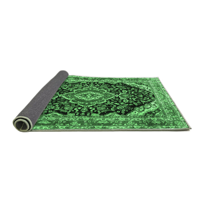 Sideview of Medallion Emerald Green Traditional Rug, tr3677emgrn