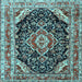 Square Medallion Light Blue Traditional Rug, tr3677lblu