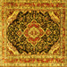 Square Medallion Yellow Traditional Rug, tr3677yw