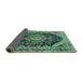 Sideview of Medallion Turquoise Traditional Rug, tr3677turq