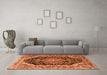 Machine Washable Medallion Orange Traditional Area Rugs in a Living Room, wshtr3677org