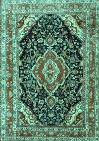 Medallion Turquoise Traditional Rug, tr3677turq