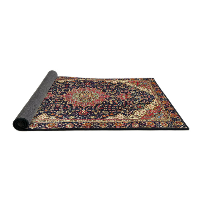 Sideview of Traditional Camel Brown Medallion Rug, tr3678