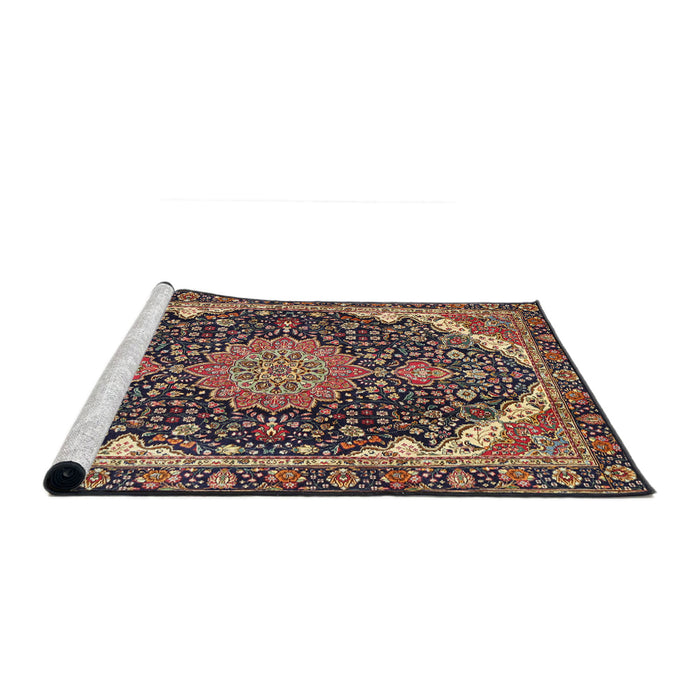 Sideview of Machine Washable Traditional Camel Brown Rug, wshtr3678