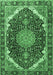 Machine Washable Medallion Emerald Green Traditional Area Rugs, wshtr3678emgrn