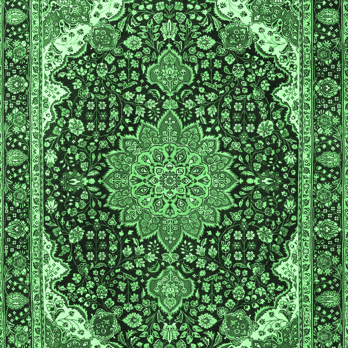 Machine Washable Medallion Emerald Green Traditional Area Rugs, wshtr3678emgrn