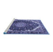 Sideview of Machine Washable Medallion Blue Traditional Rug, wshtr3678blu