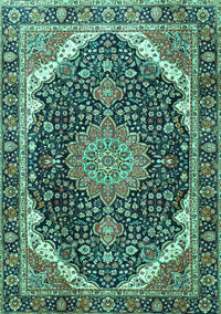 Medallion Turquoise Traditional Rug, tr3678turq