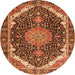 Machine Washable Medallion Orange Traditional Area Rugs, wshtr3678org