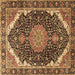 Square Medallion Brown Traditional Rug, tr3678brn