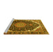 Sideview of Machine Washable Medallion Yellow Traditional Rug, wshtr3678yw