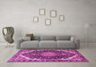 Machine Washable Medallion Pink Traditional Rug in a Living Room, wshtr3678pnk