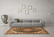 Machine Washable Medallion Brown Traditional Rug in a Living Room,, wshtr3678brn