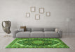 Machine Washable Medallion Green Traditional Area Rugs in a Living Room,, wshtr3678grn