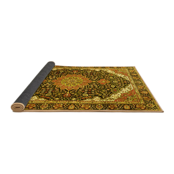 Sideview of Medallion Yellow Traditional Rug, tr3678yw