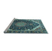 Sideview of Machine Washable Medallion Light Blue Traditional Rug, wshtr3678lblu