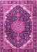 Machine Washable Medallion Pink Traditional Rug, wshtr3678pnk