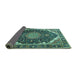 Sideview of Medallion Turquoise Traditional Rug, tr3678turq