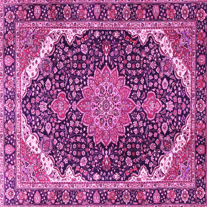 Square Machine Washable Medallion Pink Traditional Rug, wshtr3678pnk