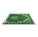 Sideview of Machine Washable Medallion Emerald Green Traditional Area Rugs, wshtr3678emgrn